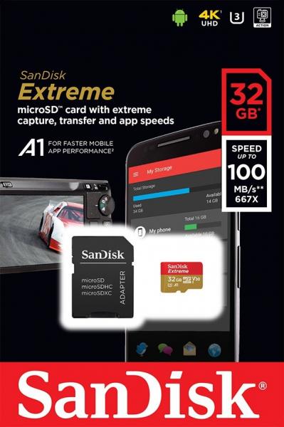 Cartão de Memória MicroSD 32 Gb Sandisk C10 Extreme