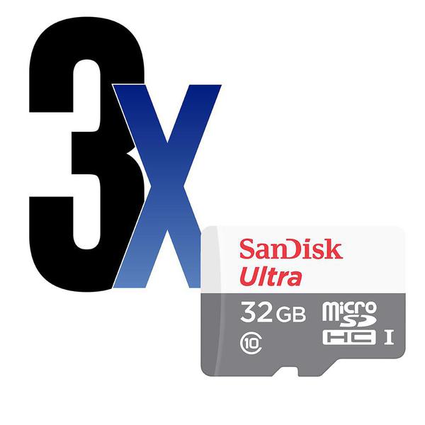 Cartão de Memoria MicroSD Ultra SanDisk 32GB 80MB/s 3un