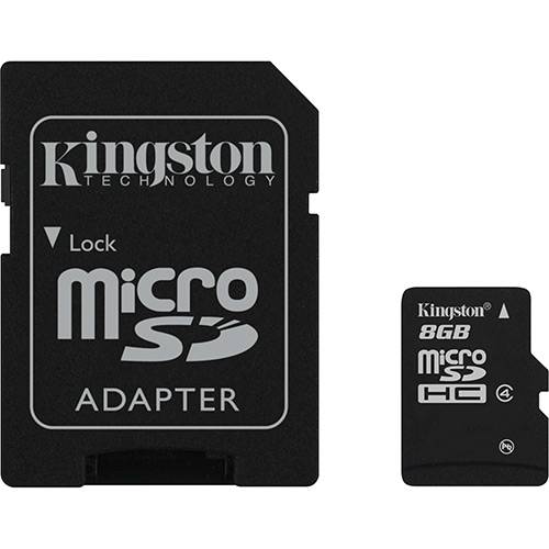 Tamanhos, Medidas e Dimensões do produto Cartão de Memória MicroSDHC 8GB Classe 4 com Adaptador SD - Kingston