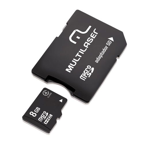 Cartão de Memória Multilaser MC004 Micro Sd 8GB com Adaptador Sd