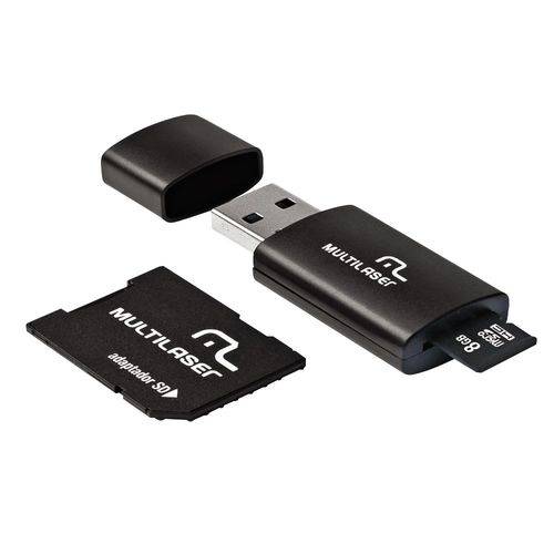 Cartão de Memória Multilaser 3x1 MicroSD / Sd / USB 8Gb MC058