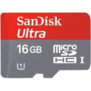 Cartão de Memória SanDisk 16GB Ultra MicroSDHC (Classe 10) Card + Adapter For Android