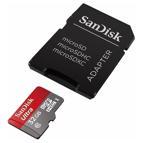 Cartão de Memória Sandisk 32GB Microsd C/ Adaptador, Sdsqunc-032G, Classe 10, Ultra 80MB/S
