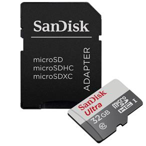 Cartão de Memória SanDisk 32GB Ultra ®microSDHC UHS-I Classe 10 + 1 Adaptador SD - SDSDQUA-032G-U46A