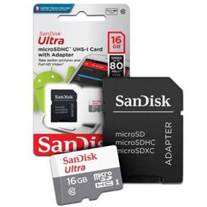 Cartão de Memória Sandisk Micro SD 16GB com Adaptador