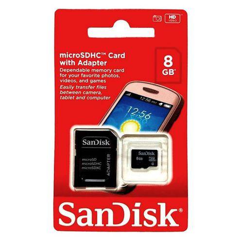 Cartão de Memória Sandisk Micro Sd 8 Gb + Adaptador
