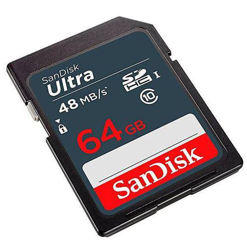 Cartão de Memória Sd 64gb Sandisk Classe 10 Ultra 48mb/S