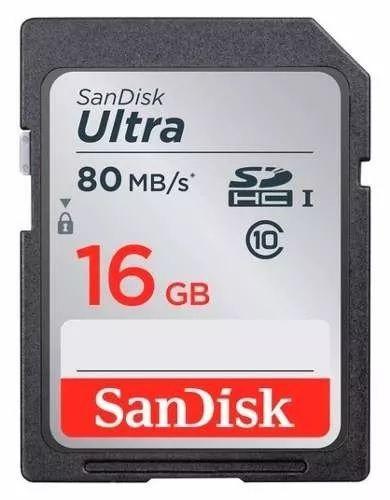 Cartão de Memória SDHC 16GB Sandisk Ultra Classe 10 80MB/s
