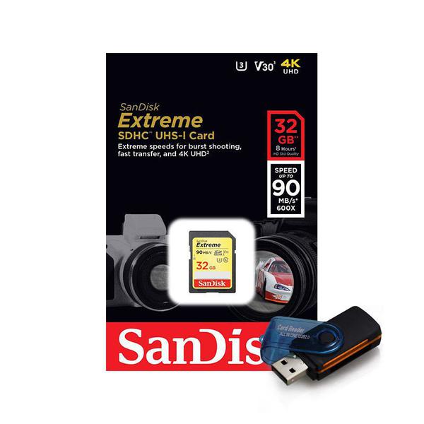 Cartão de Memória SDHC SanDisk 32GB Extreme 90MB + Leitor 15 em 1