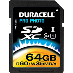 Cartão de Memória Tipo SD HC 64GB Classe 10 - Duracell