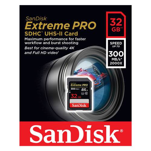 Tudo sobre 'Cartão 32GB SD - Sandisk Extreme Pro - Velocidade Até 300MB/s - Classe 10 - SDSDXPK-032G-GN4IN'