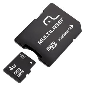 Cartão Memória Micro Sd Multilaser 4Gb com Adap Sd Mc456