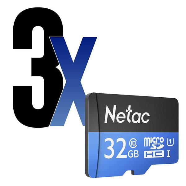 Cartão Memória MicroSD 32GB 80MB/s Netac 3un