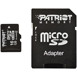 Cartão Memória Patriot 16Gb Micro SDHC com Adaptador Classe 4