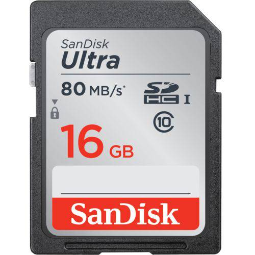 Cartão Memória Sandisk SD Ultra 16GB (80 Mb/s) (Classe 10)