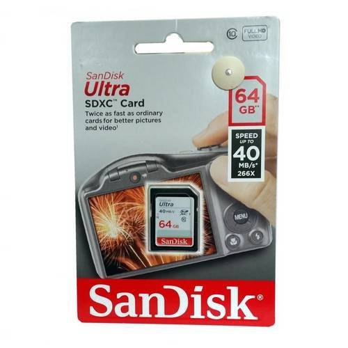 Cartão Memória Sandisk Ultra Sdxc 64gb Classe10 40mbs 266x