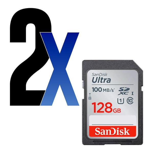 Cartão Memória SDXC 128GB Ultra 100MBs Sandisk 2un