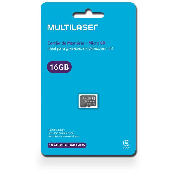 Cartão Micro Sd 16gb com Leitor Usb Classe 4 Mc162 - Multilaser