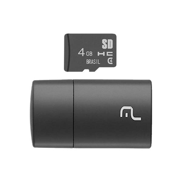 Cartao Micro SD 4GB com Leitor USB Classe 4 MC160 - Multilaser