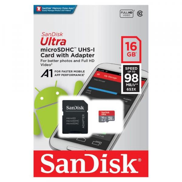 Cartao Micro Sd Sandisk Class 10 Ultra 16gb 98mb/s