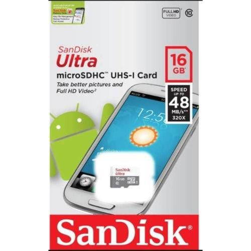 Cartão Micro Sd Sandisk Ultra 16gb Class10 48mb/s Lacrado