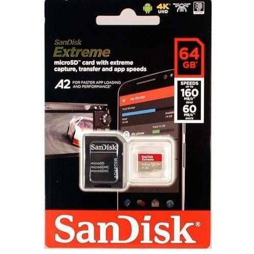 Tudo sobre 'Cartão Micro Sd Sdxc Sandisk Extreme 64gb 160mbs U3 A2'