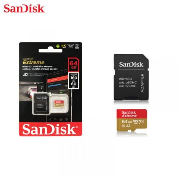 Cartão Micro Sd Sdxc Sandisk Extreme 64gb 160mbs U3 A2