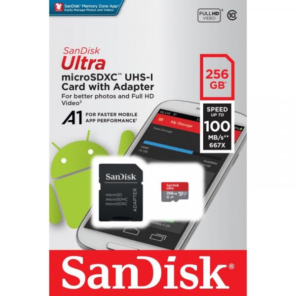 Cartão Micro Sd Sdxc Sandisk Ultra 256gb 100mb/s UHS-I 667X