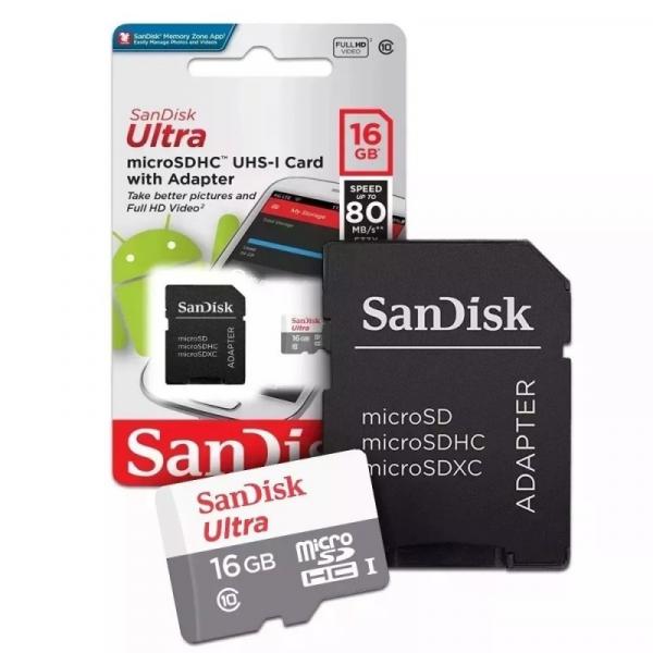 Cartão Micro Sd Ultra 16gb Class10 - 80 Mb/s Sandisk