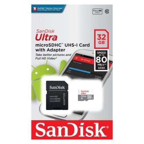 Cartão Micro Sd Ultra 32gb Sandisk 80mb/s Classe 10
