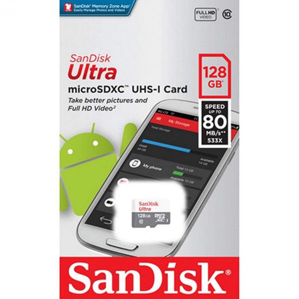 Cartão Microsd Sandisk Ultra 128gb Classe 10 - Lacrado