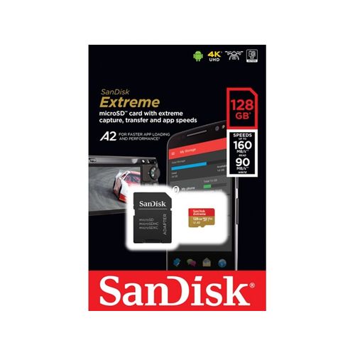 Cartão Microsdxc Sandisk 128gb Classe 10 Extreme A2 160-90mb/s