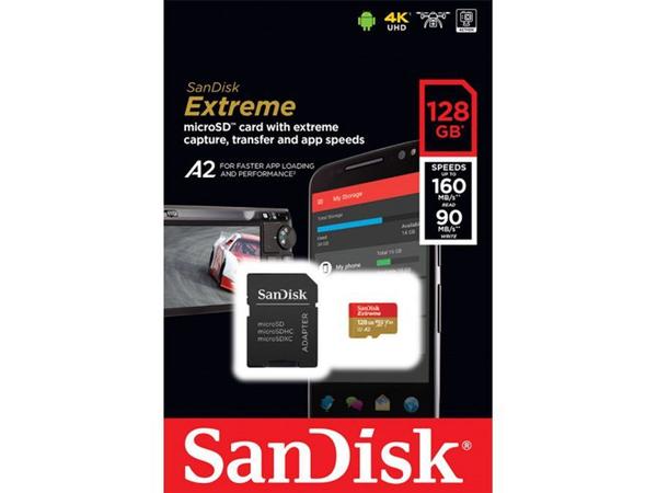 Cartão MicroSDXC Sandisk 128GB Classe 10 Extreme A2 160-90MB/s