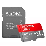 Cartão MicroSDXC SanDisk Ultra 64Gb de 100Mb/s, Classe10, UHS-I U1 A1