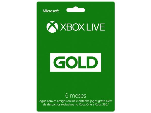 Cartão Microsoft Xbox Live Gold 6 Meses - para Xbox One e Xbox 360