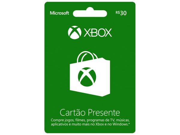 Tudo sobre 'Cartão Presente 30 Reais Xbox Live Microsoft - para Xbox One e Xbox 360'