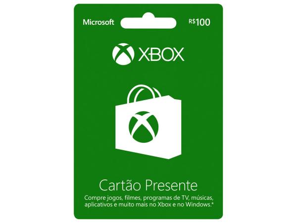 Cartão Presente 100 Reais Xbox Live Microsoft - para Xbox One e Xbox 360