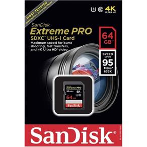 Cartão SanDisk 64GB 95MB`S Extreme PRO UHS-I SDXC