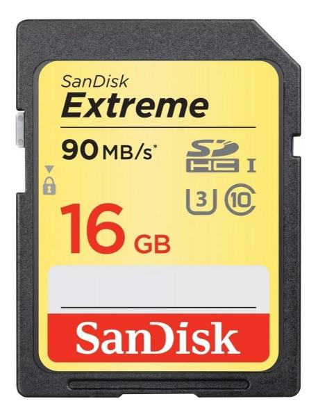 Cartão Sd Sdhc Sandisk Extreme 16gb 90mb/s U3 Lacrado