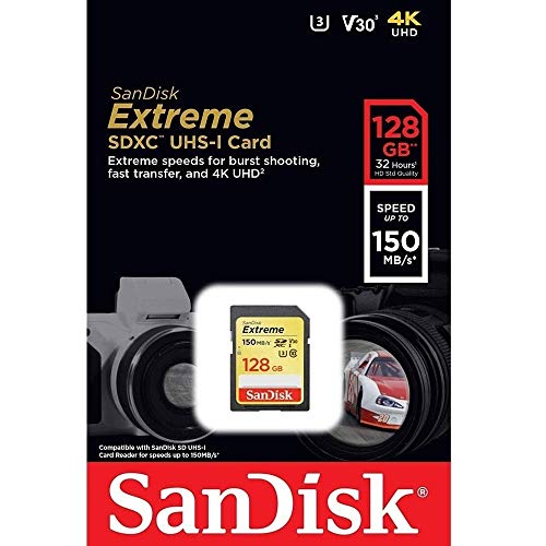 Cartão Sd Sdxc Sandisk Extreme 128gb 150mb/s U3 Lacrado