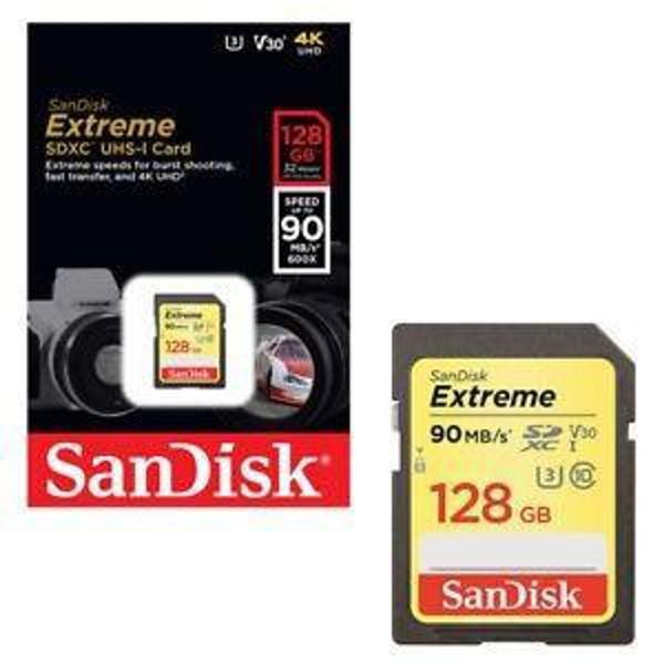 Cartão Sd Sdxc Sandisk Extreme 128gb 90mb/s Uhs-3 U3