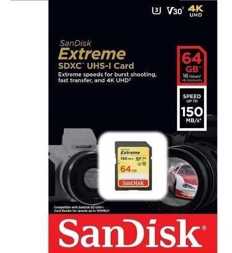 Cartão Sd Sdxc Sandisk Extreme 64Gb 150Mb/s U3 Lacrado