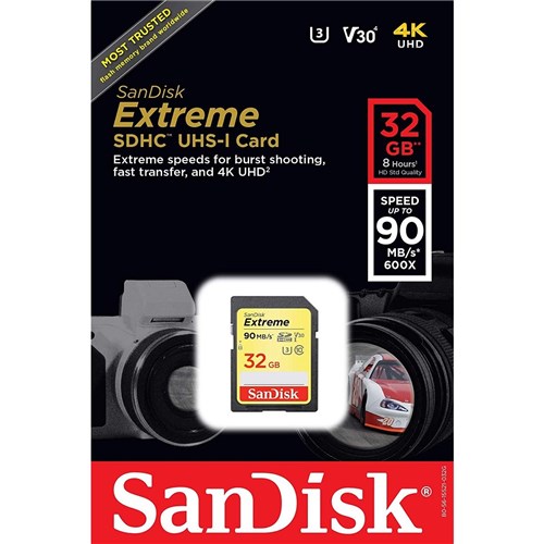 Cartão Sd Sdxc Sandisk Extreme 32Gb 90Mb/S Uhs-3 U3 Lacrado
