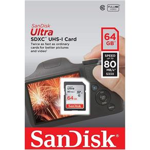 Cartão Sd Sdxc Ultra Sandisk 64gb 80mb/s Uhs-i
