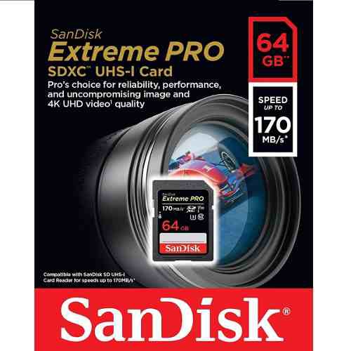 Cartão Sdxc Sandisk Extreme Pro 64gb 170mb/s Lacrado