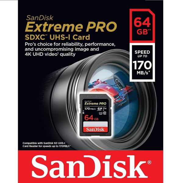 Cartão Sdxc Sandisk Extreme Pro 64gb 170mb/s Lacrado