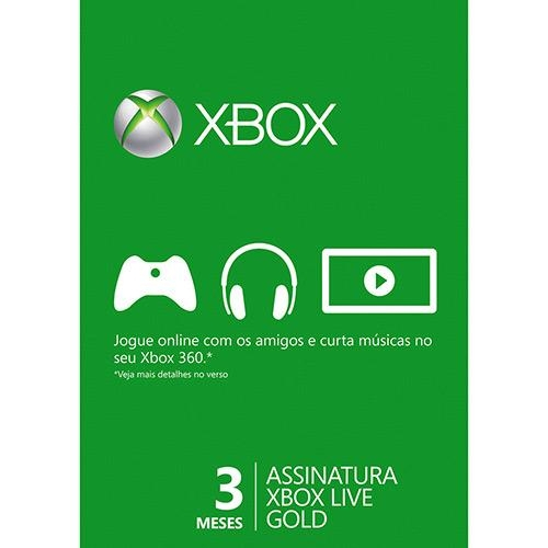 Cartão Xbox Live Gold Microsoft 3 Meses