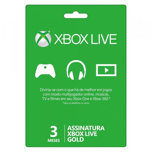 Cartão Xone Live Gold - 3 Meses - Microsoft