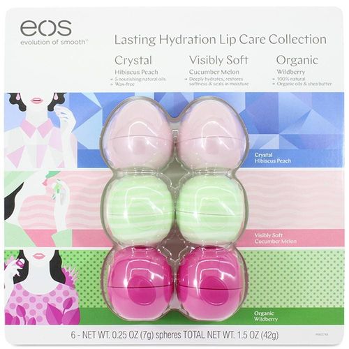 Tudo sobre 'Cartela com 6 Eos Lip Balm Crystal - Organic- Visibly Soft - Protetor Labial 100% Natural'