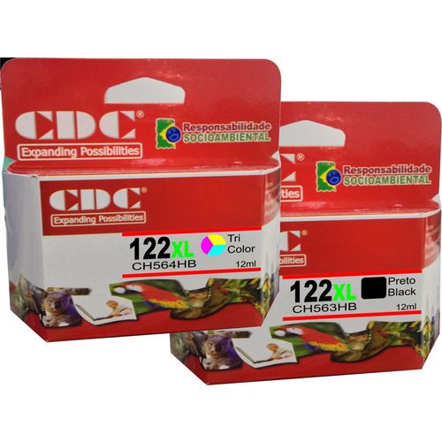 Cartucho de Tinta Cdc 122xl Preto 12ml + Color 12ml (modelo: Hp Ch563hb + Hp Ch564hb)